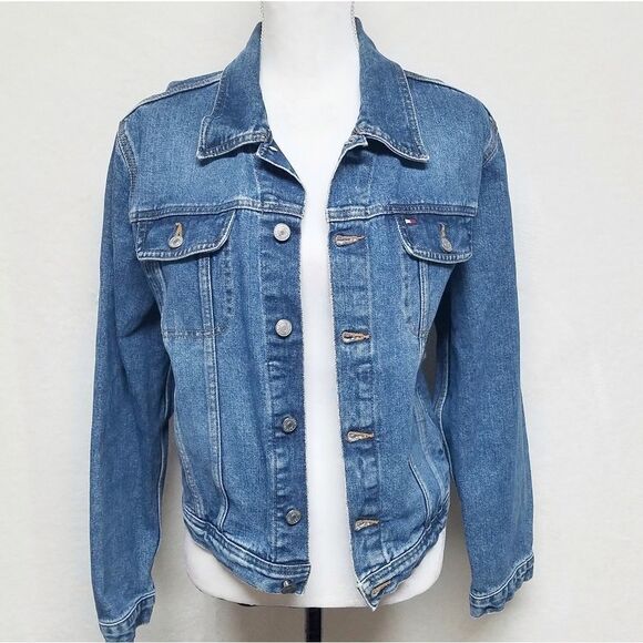 Vtg Y2K Tommy Hilfiger Goose Denim Jacket XL - Picture 12 of 16